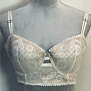 #0147 Aerie Off White Lace Beautiful Underwire Bra -34DD